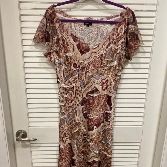 Komarov Vintage Butterfly Sleeve Midi Dress V Neck Sz XL - Picture 1 of 7